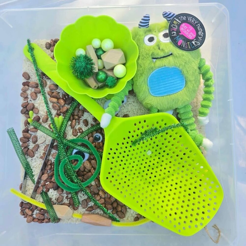Monsters Sensory Bin Kit Toddler Activity Set For Fine Motor Skills Pretend Play